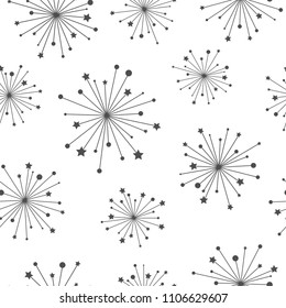 Seamless pattern texture with grey abstract star constellations. White background. vector illustration with firework flash. Magic fireworks. Bright Stardust background. Constellation.