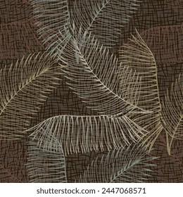 Seamless pattern texture of Hawaii palm tree. illustration design hand draw. Tropical pattern with palm tree. Textile, print, wallpapers, wrapping.