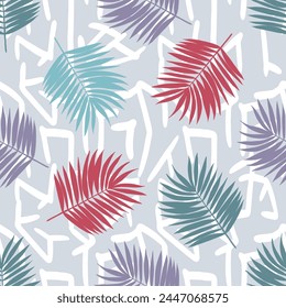 Seamless pattern texture of Hawaii palm tree. illustration design hand draw. Tropical pattern with palm tree. Textile, print, wallpapers, wrapping.