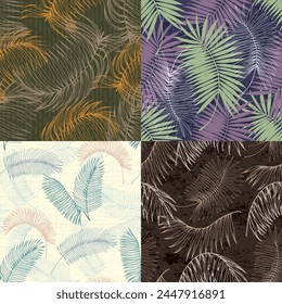 Seamless pattern texture of Hawaii palm tree. illustration design hand draw. Tropical pattern with palm tree. Textile, print, wallpapers, wrapping.