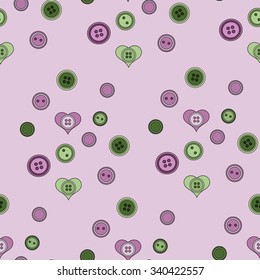 Seamless pattern texture with hearts and buttons