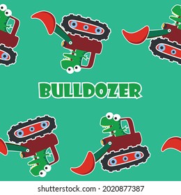 Seamless pattern texture of heavy tool with cute dinosaurs For fabric textile, nursery, baby clothes, background, textile, wrapping paper and other decoration.