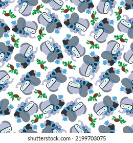 Seamless pattern texture with little elephant swim in underwater. For fabric textile, nursery, baby clothes, background, textile, wrapping paper and other decoration.