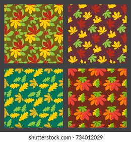 Seamless pattern texture of maple leaves autumn background natural october season decoration vector illustration.