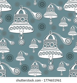 Seamless pattern (texture) with marine ornament. Sailor infinite background. Suitable for design: cloth, web, wallpaper, wrapping. Vector illustration.