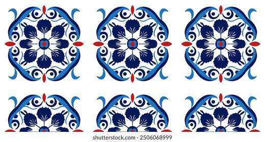 Seamless pattern of texture ornament in red - blue tones