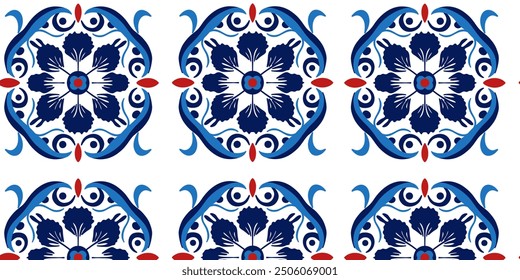 Seamless pattern of texture ornament in red - blue tones