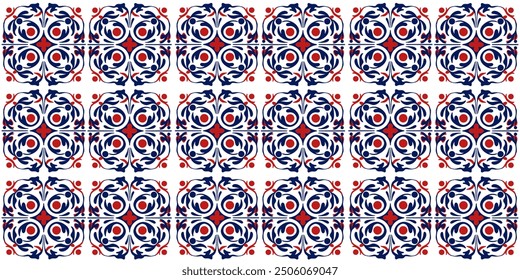 Seamless pattern of texture ornament in red - blue tones