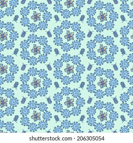 Seamless pattern texture print underwater ocean exotic flowers creatures colorful background frame design fabrics drawing nature water abstract creatures sketch