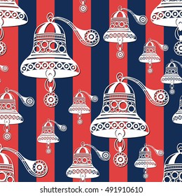 Seamless pattern (texture) with sea bell. Sailor infinite background. Suitable for design: cloth, web, wallpaper, wrapping. Vector illustration.