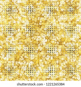 Seamless pattern. Texture with shades of amber and gold. In the foreground are five-pointed stars. Editable.