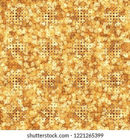 Seamless pattern. Texture with shades of amber and gold. In the foreground are five-pointed stars. Editable.