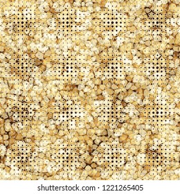 Seamless pattern. Texture with shades of amber and gold. In the foreground are five-pointed stars. Editable.