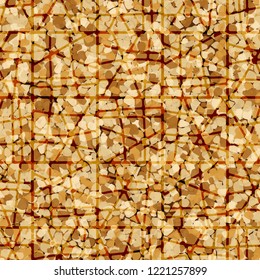 Seamless pattern. Texture with shades of gold covered with a lattice. Editable.