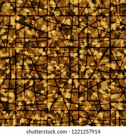 Seamless pattern. Texture with shades of gold covered with a lattice. Editable.