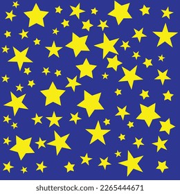 Seamless pattern texture with stars on a blue background.