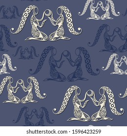 Seamless pattern (texture) with zodiac symbol. Vector illustration.