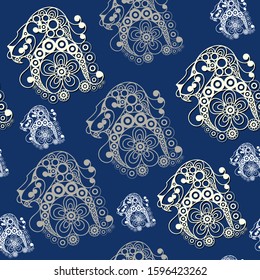 Seamless pattern (texture) with zodiac symbol. Vector illustration.