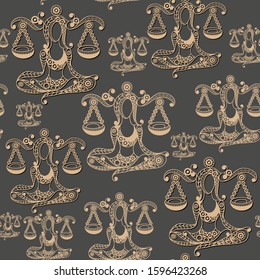 Seamless pattern (texture) with zodiac symbol. Vector illustration.