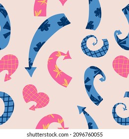 Seamless pattern with textured arrows. Vector illustration