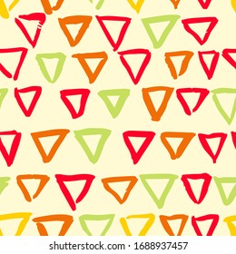Seamless pattern with textured brush strokes - triangles. Endless texture for wrapping paper, textile design or web backgrounds