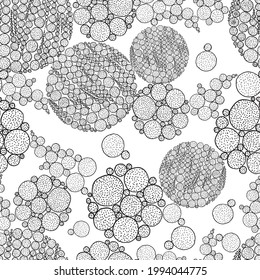Seamless pattern of textured circles and dots. Suitable for background, wallpaper, wrapping paper templates.