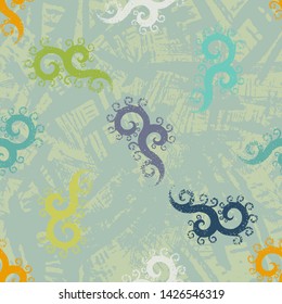 Seamless pattern with textured curles. Endless texture for unusual wrapping or textile print with messy design.