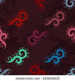 Seamless pattern with textured curles. Endless texture for unusual wrapping or textile print with messy design.