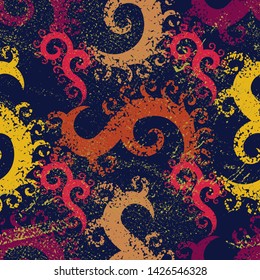 Seamless pattern with textured curles. Endless texture for unusual wrapping or textile print with messy design.