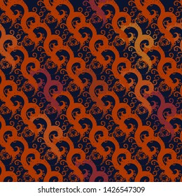 Seamless pattern with textured curles. Endless texture for unusual wrapping or textile print with messy design.