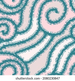 Patrón transparente de líneas curvadas texturadas. Ornamento abstracto. Gráficos vectoriales. Diseño para tela, papel, textiles, cerámica, papel pintado.