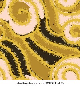 Patrón transparente de líneas curvadas texturadas. Ornamento abstracto. Gráficos vectoriales. Diseño para tela, papel, textiles, cerámica, papel pintado.