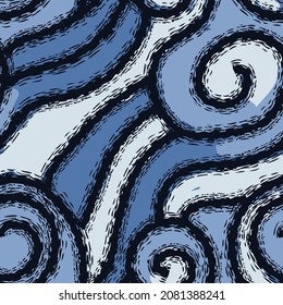 Seamless pattern of textured curved lines. Abstract ornament. Vector graphics. Design for fabric, paper, textile, ceramics, wallpaper.