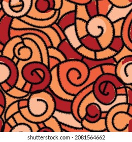 Seamless pattern of textured curved lines. Abstract ornament. Vector graphics. Design for fabric, paper, textile, ceramics, wallpaper.