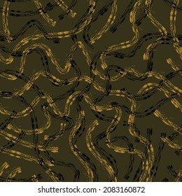 Seamless pattern of textured curved lines. Abstract ornament. Vector graphics. Design for fabric, paper, textile, ceramics, wallpaper.