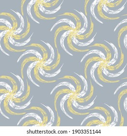 Seamless pattern with textured design in white, yellow and gray colors. Watercolor brush strokes. Vector. Fashionable design for textiles, fabric, wallpaper, paper.