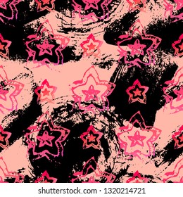 Seamless pattern with textured flowers