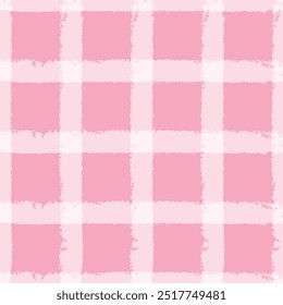 Seamless pattern with textured grid lines on pink background