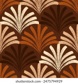 Seamless pattern with textured lines and curls. Grunge damask ornament. Vintage background with brush strokes. Great for textile, fabric, wallpaper, wrapping, scrapbook and packaging