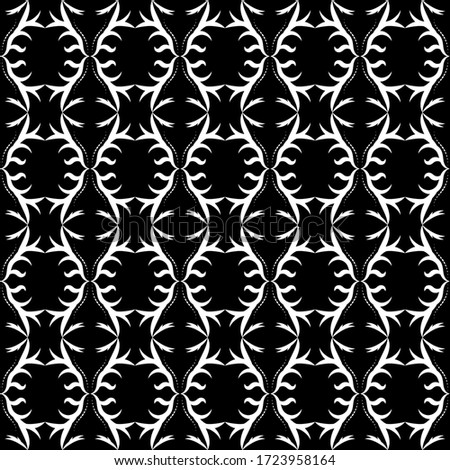 Seamless pattern or textures.  White leaves isolated on black background.