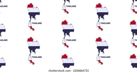 Seamless pattern of THAI country  map  in Thai flag  colors.  With the description of the country name "THAILAND"