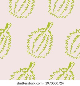Seamless pattern Thai durian fruit pattern, quirky fabric pattern background, vector illustration