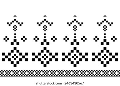 Nahtloses Muster aus Thai-Weben, schwarze quadratische Vektorillustration auf weißem Hintergrund.