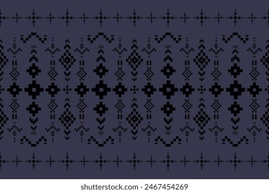 Seamless pattern of Thai weaving, square Vector illustration. Ethnic pixel embroidery designs for carpets, curtains, pillows, bags, clothing, geometric patterns.