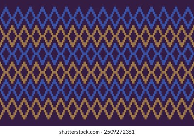 Seamless pattern of Thai weaving, square Vector illustration. Ethnic pixel embroidery designs for carpets, curtains, pillows, bags, clothing, geometric patterns.