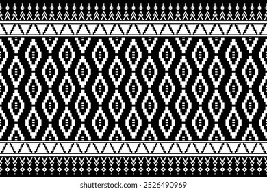 Seamless pattern of Thai weaving, square Vector illustration. Ethnic pixel embroidery designs for carpets, curtains, pillows, bags, clothing, geometric patterns.