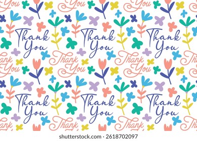 seamless pattern with thank you lettering. vector illustration