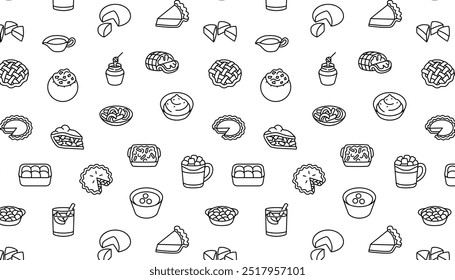 A seamless pattern of Thanksgiving dinner elements