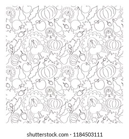 seamless pattern thanksgiving doodle style 