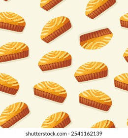 Seamless pattern Thanksgiving pie, with apple, with meat, flour, dough, yeast, baking powder, Vector